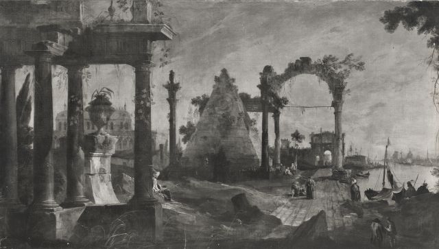 A. C. Cooper — Anonimo veneziano - sec. XVIII - Capriccio con rovine classiche e figure — insieme